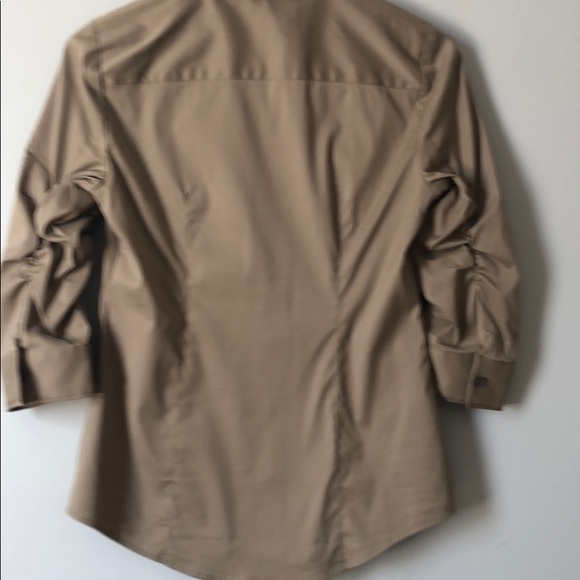 Ann Taylor double placket khaki fitted top - Picture 5 of 8